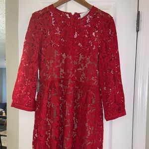 Anthropologie Red Lace Dress (MareMare)  Size S